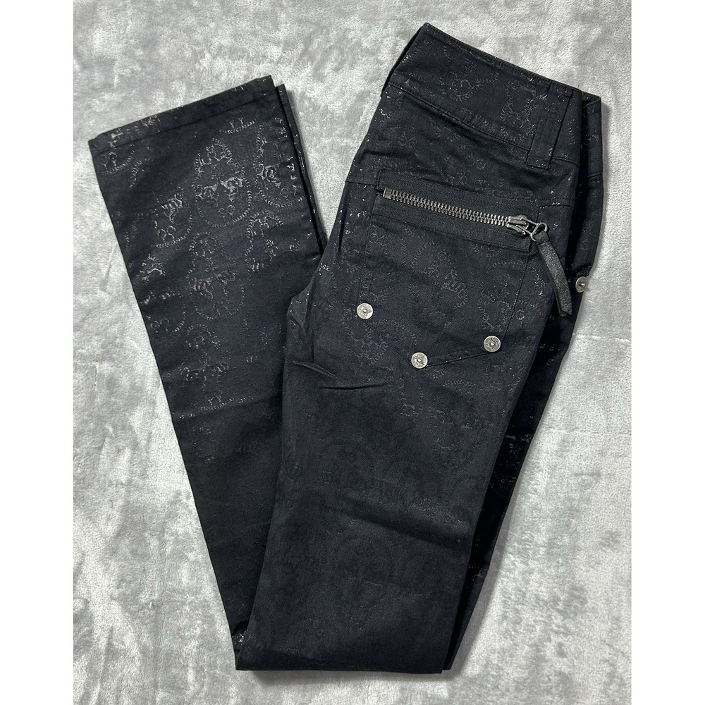 Thomas Wylde Skull Pants Women's 2 Kat Von D Tag Low Rise Slim Metallic